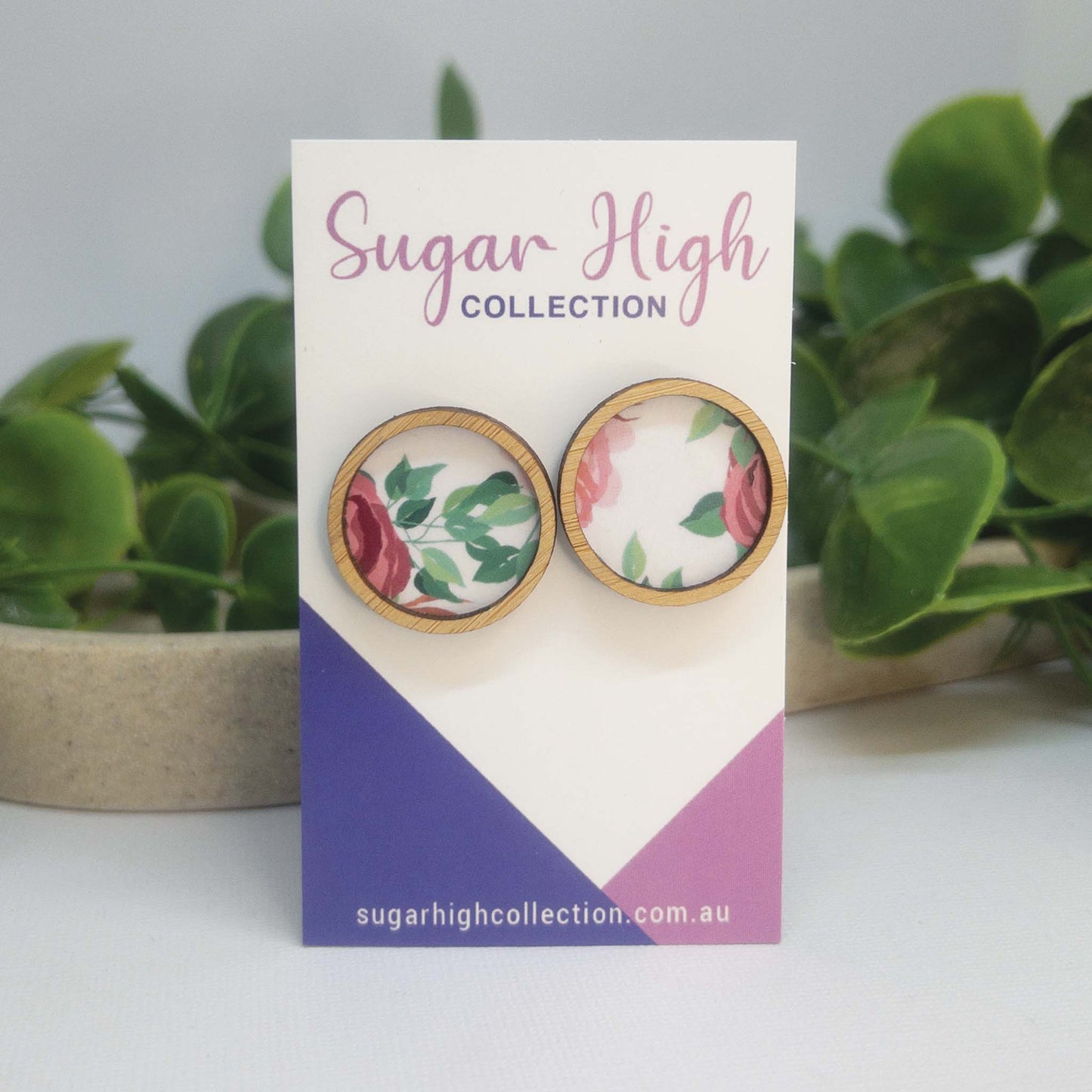 Flower Garden | Wooden Statement Stud Earrings 'Flower Garden'
