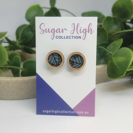 Midnight Botanicals | Wooden Statement Stud Earrings