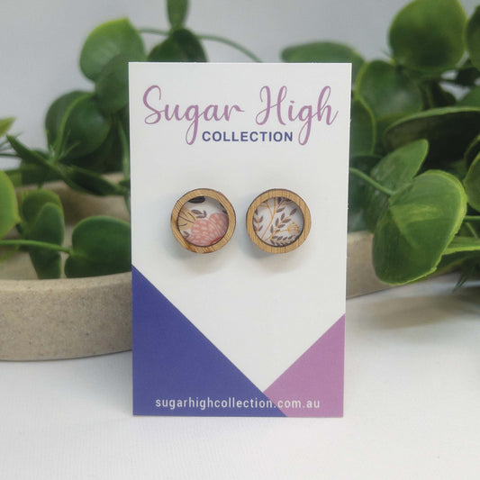 Secret Garden | Wooden Statement Stud Earrings 'Secret Garden'