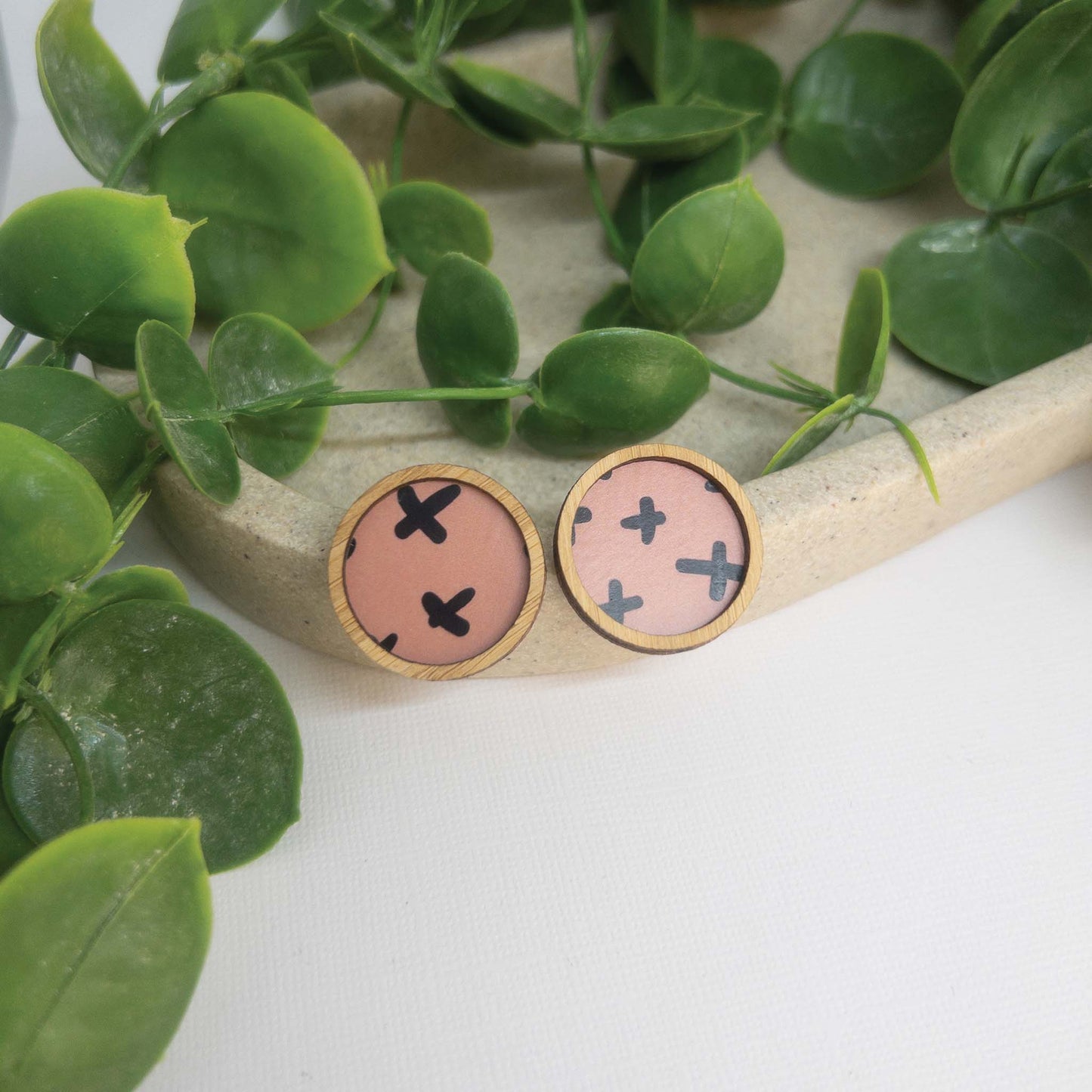 Criss Cross | Wooden Statement Stud Earrings