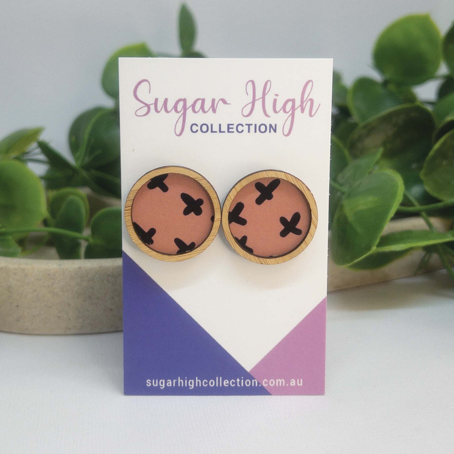 Criss Cross | Wooden Statement Stud Earrings
