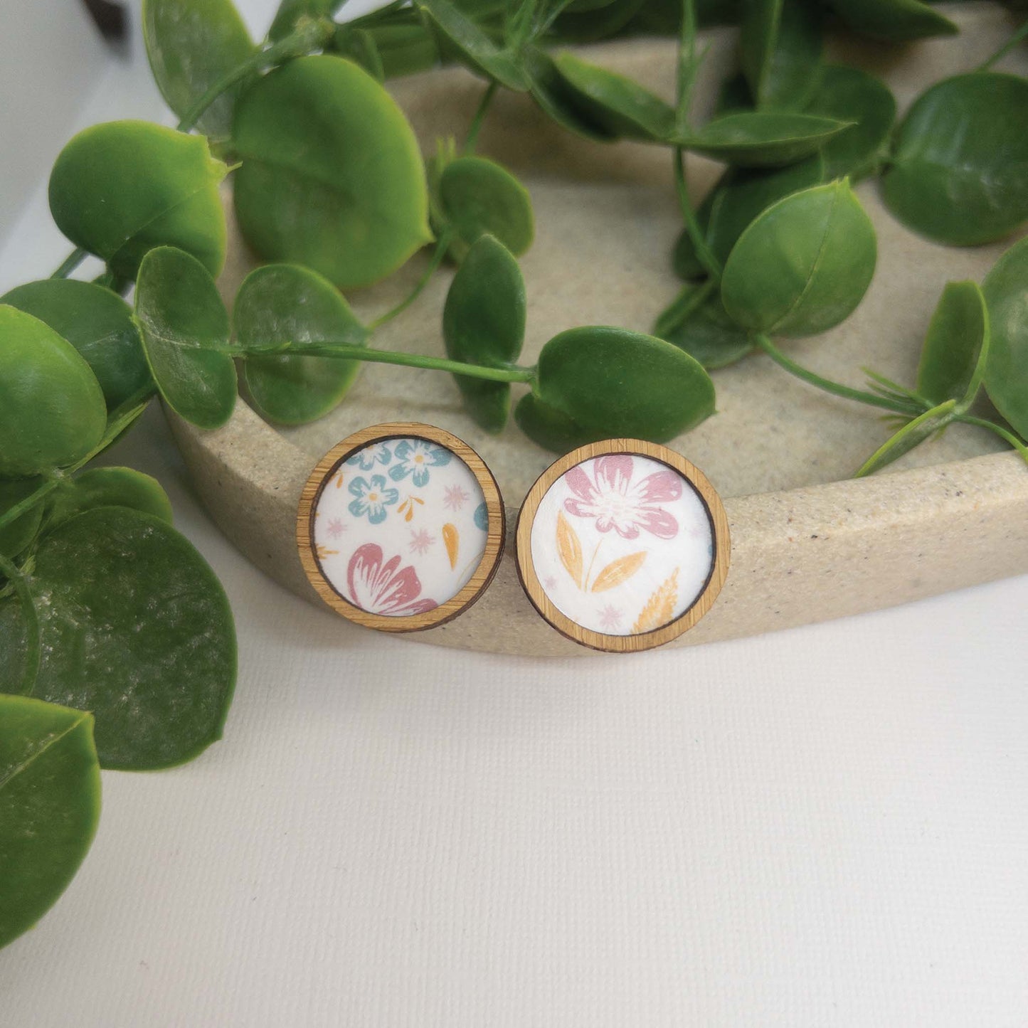 Sweet Blooms | Wooden Statement Stud Earrings