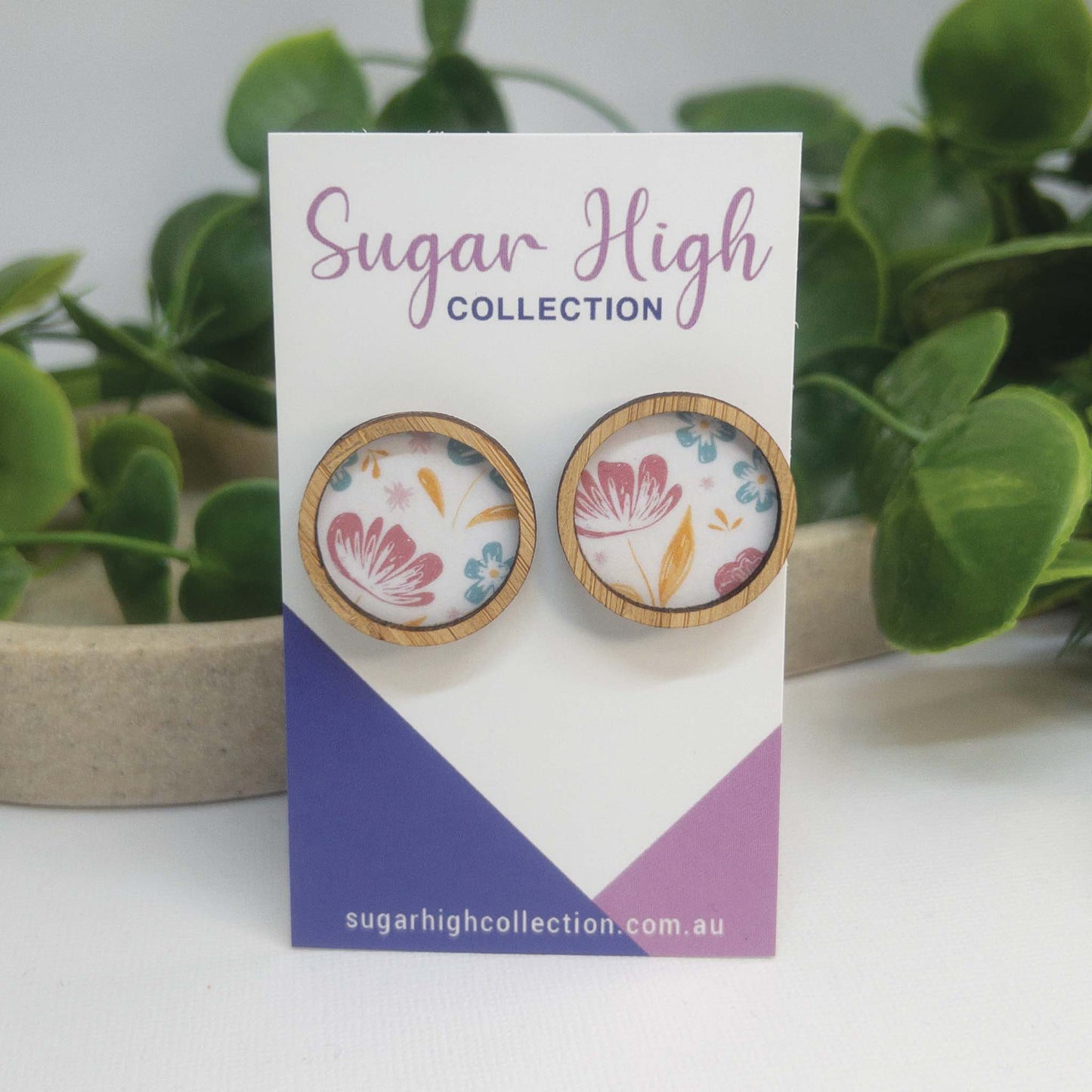 Sweet Blooms | Wooden Statement Stud Earrings