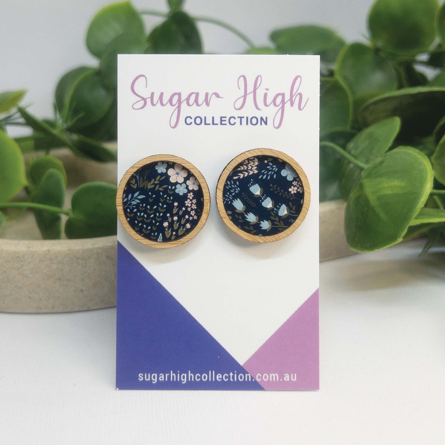 Night Garden | Wooden Statement Stud Earrings