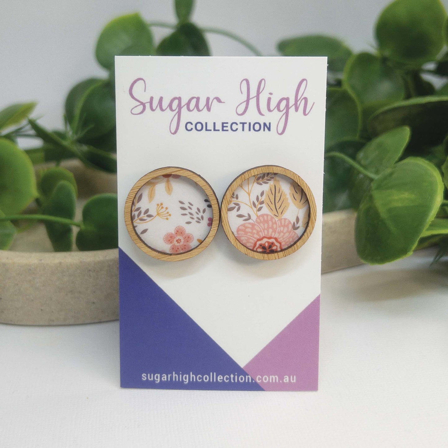 Secret Garden | Wooden Statement Stud Earrings 'Secret Garden'