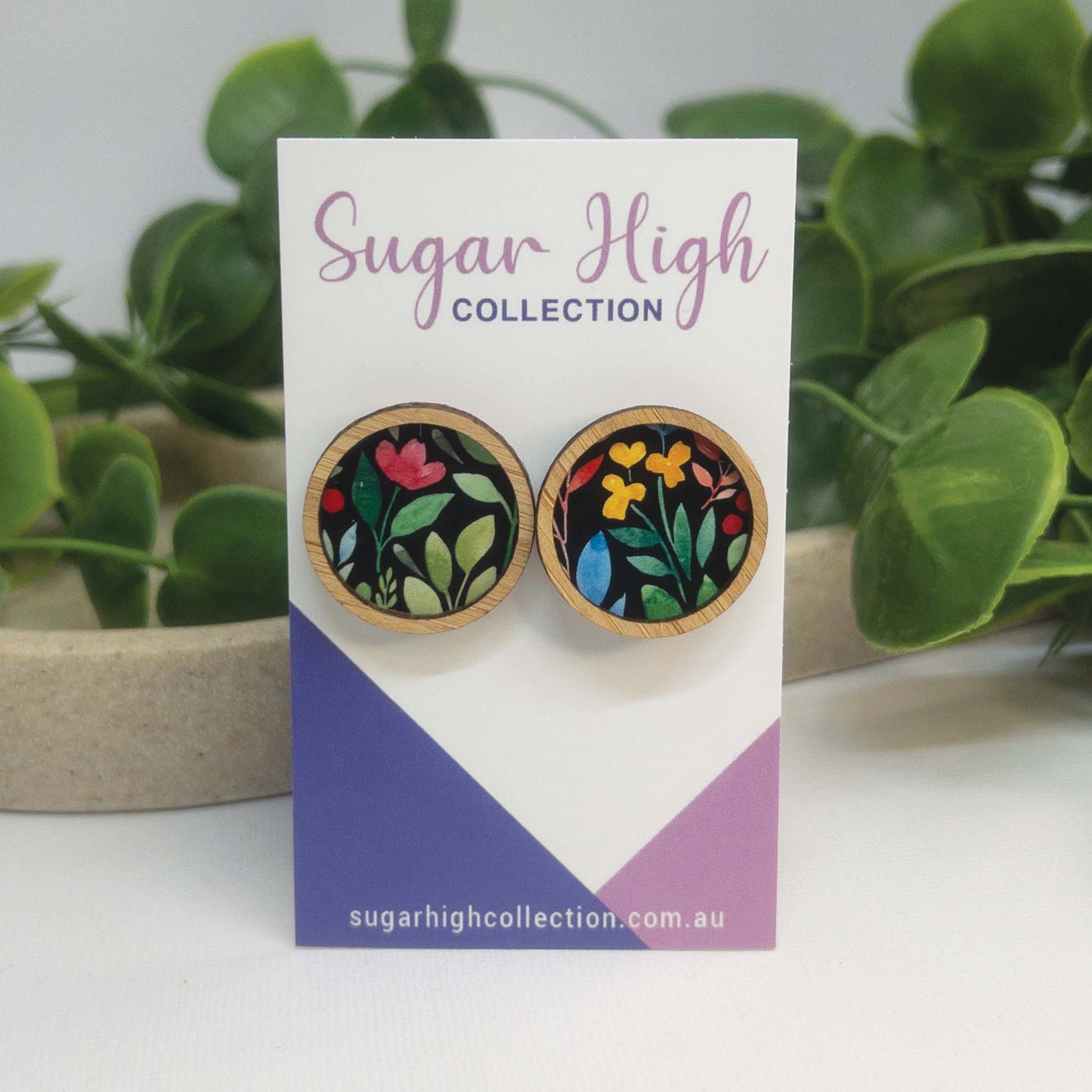 Love Of Floral | Wooden Statement Stud Earrings