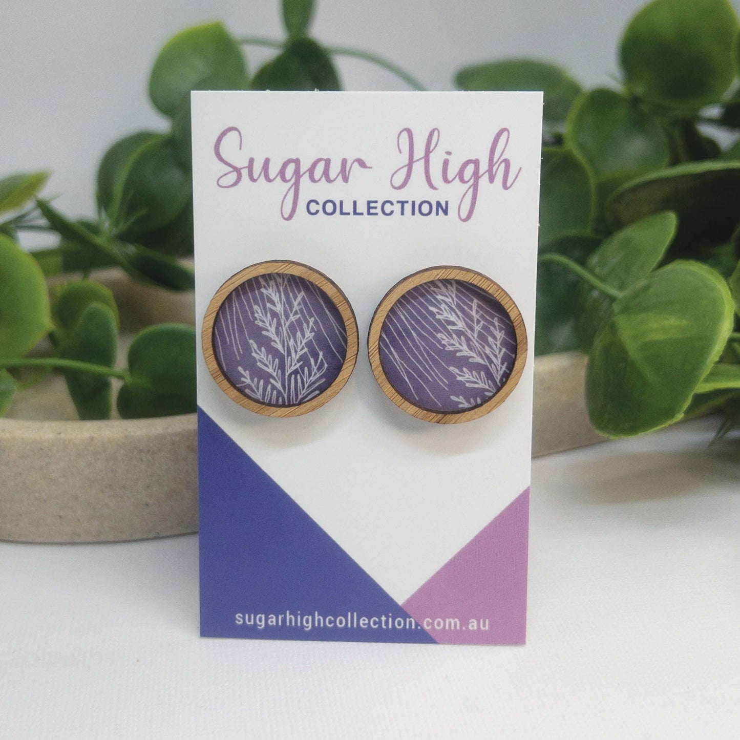 Sunset Garden | Wooden Statement Stud Earrings
