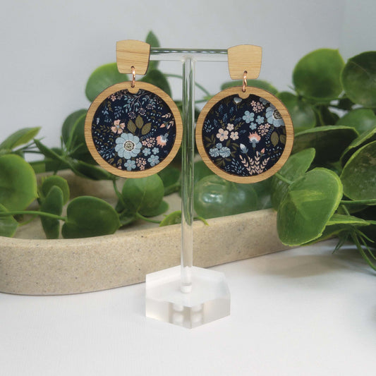 Night Garden | Wooden Statement Drop Earrings