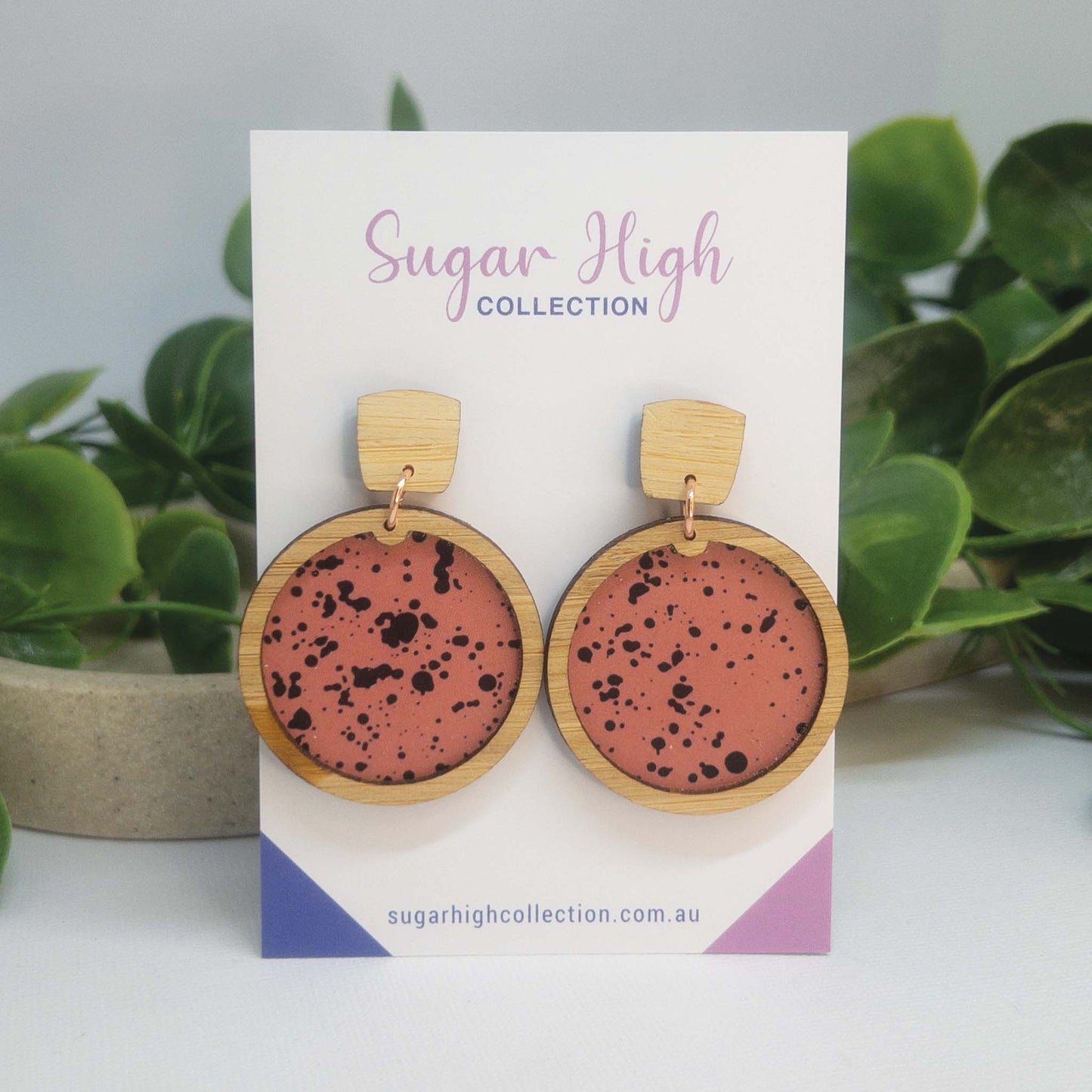 Speckled | Wooden Statement Drop Earrings