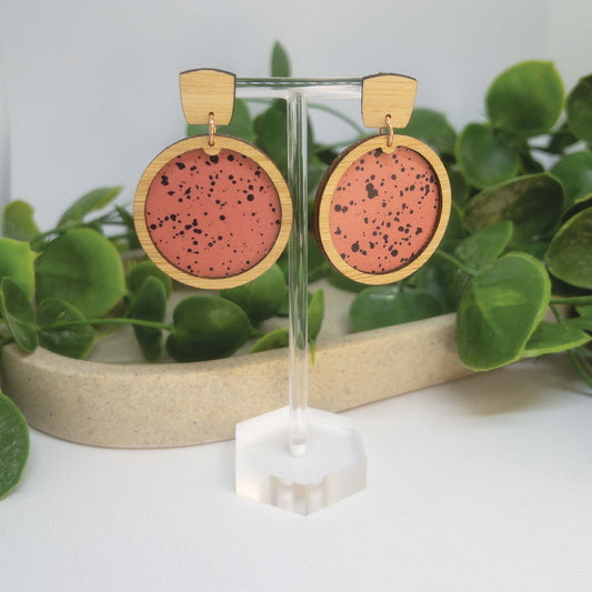 Speckled | Wooden Statement Drop Earrings