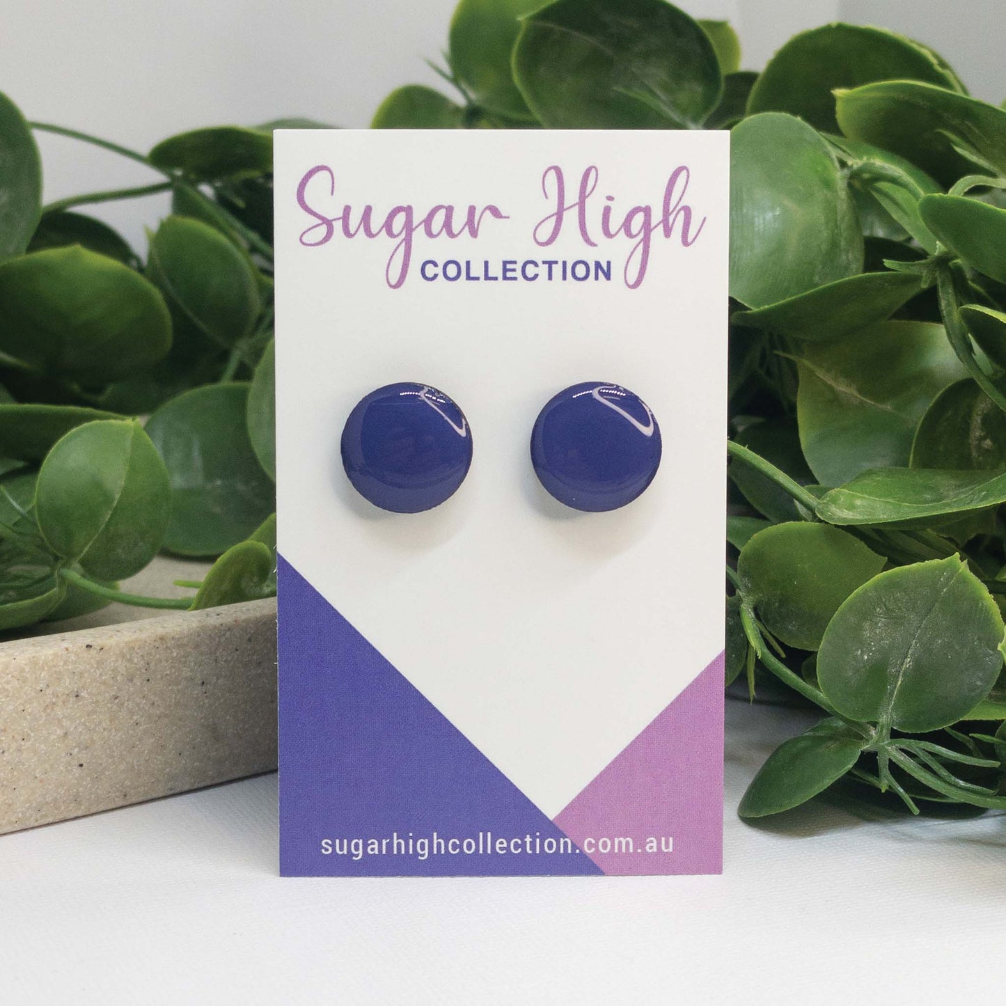 Purple Vibes | Wooden Stud Earrings