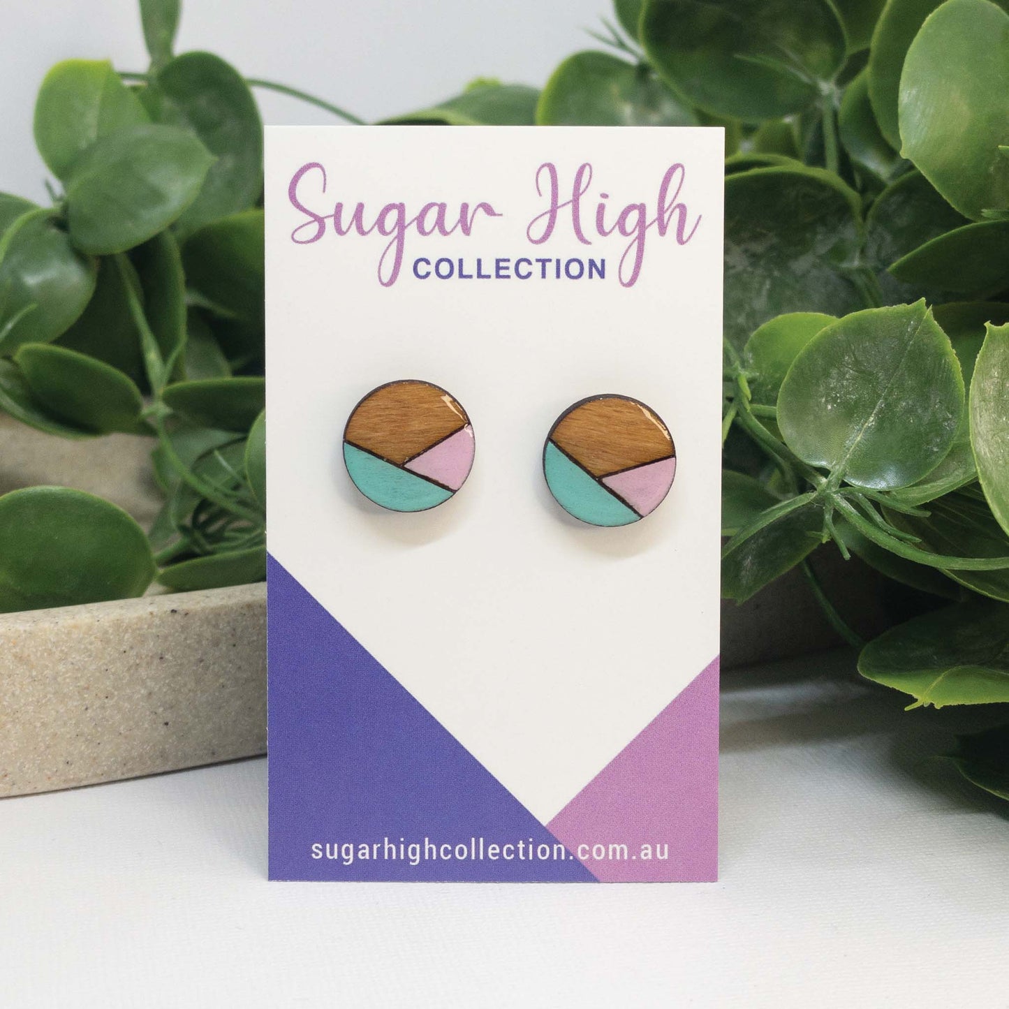 Pastel Pop | Wooden Stud Earrings