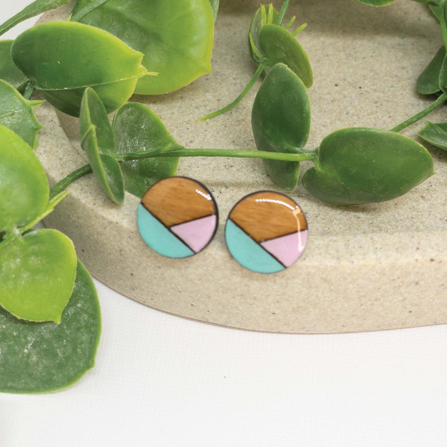 Pastel Pop | Wooden Stud Earrings