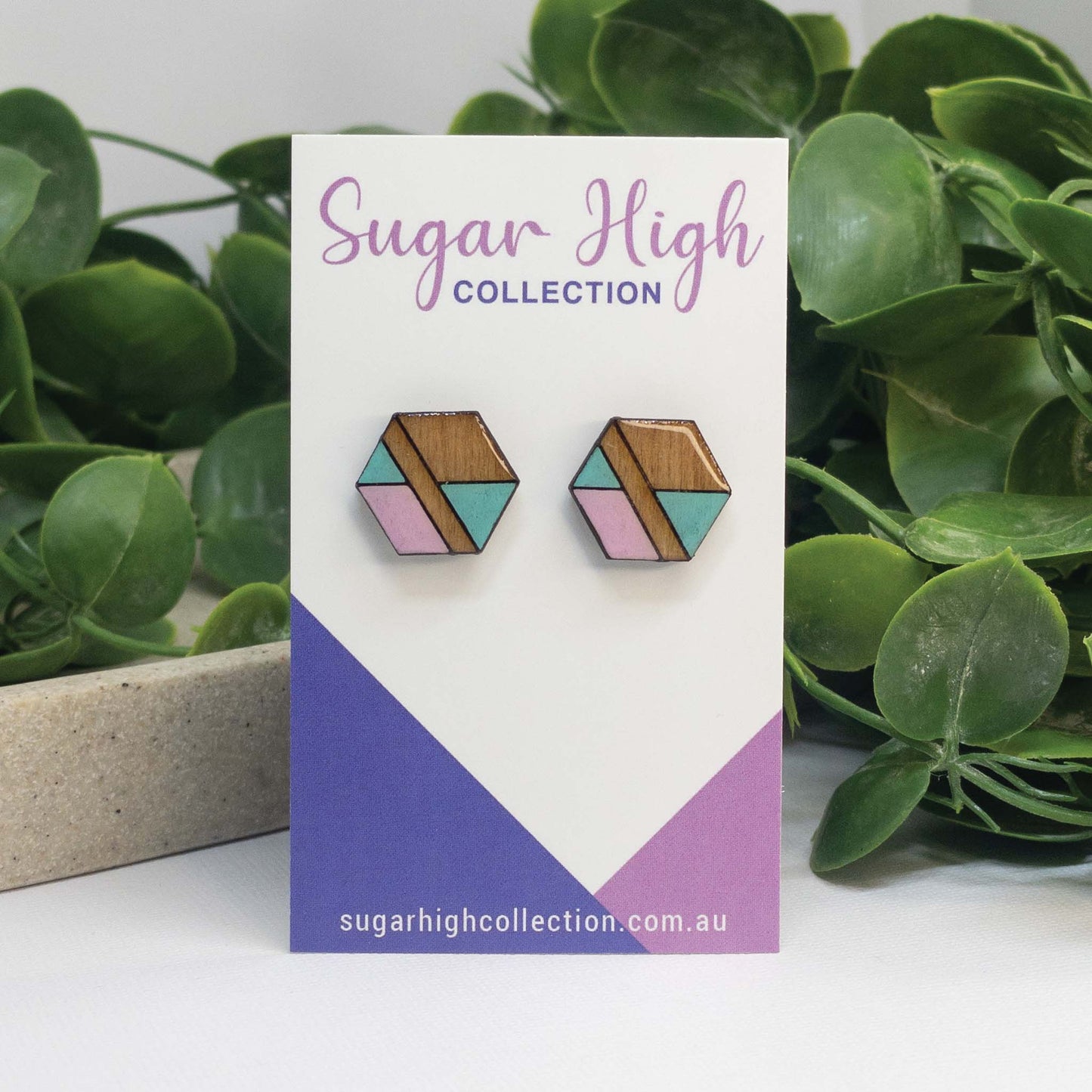 Pastel Pop | Wooden Stud Earrings
