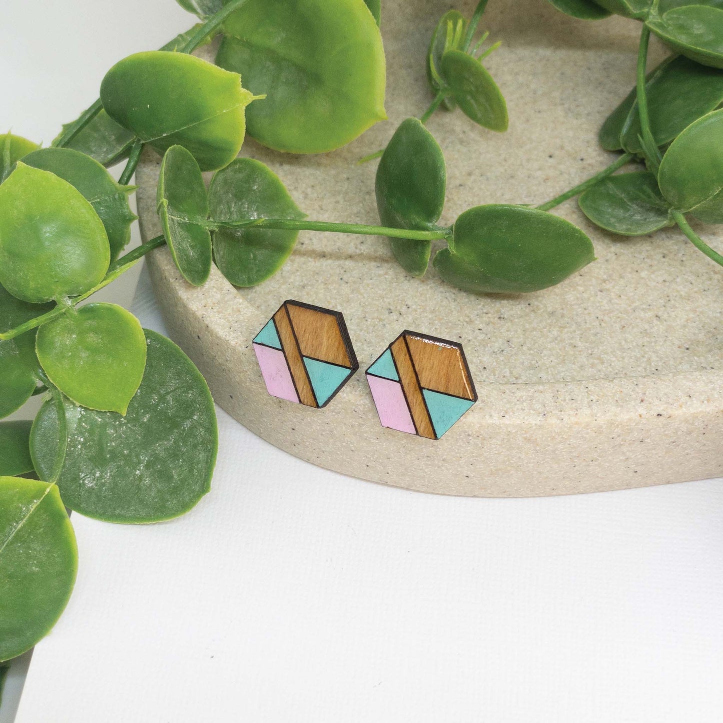 Pastel Pop | Wooden Stud Earrings