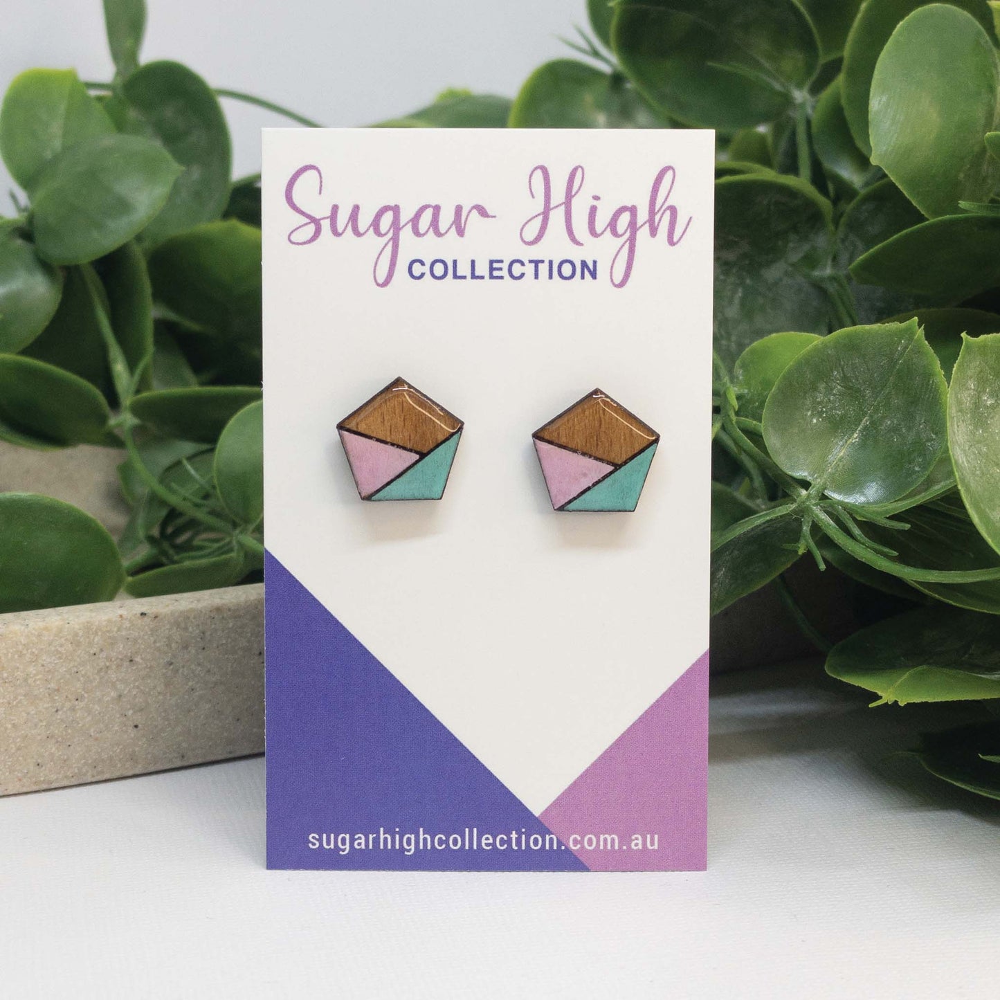 Pastel Pop | Wooden Stud Earrings