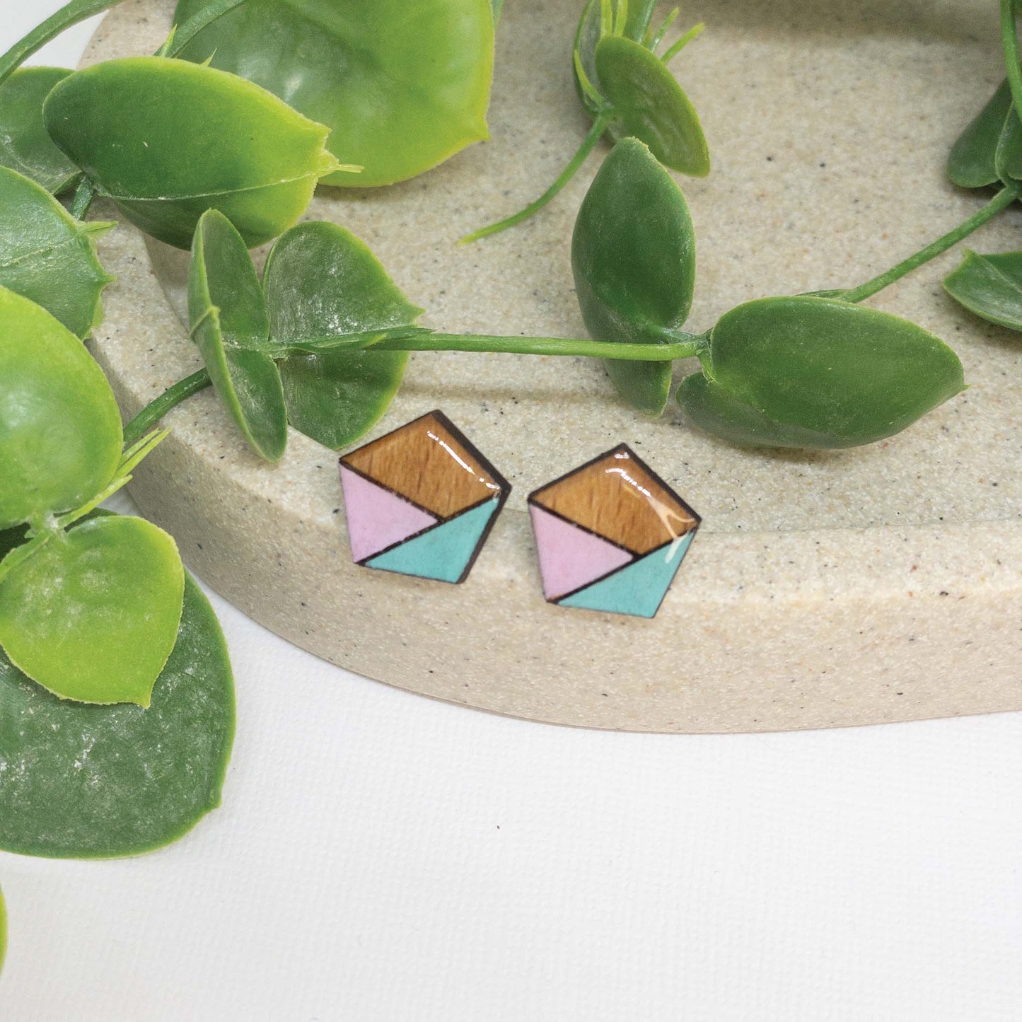 Pastel Pop | Wooden Stud Earrings