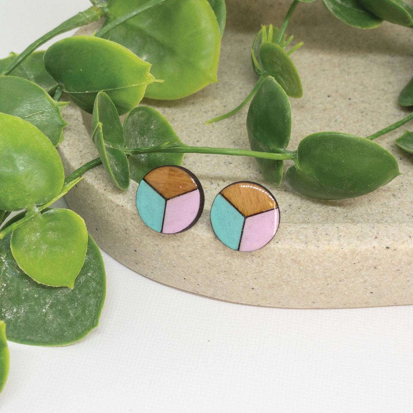 Pastel Pop | Wooden Stud Earrings
