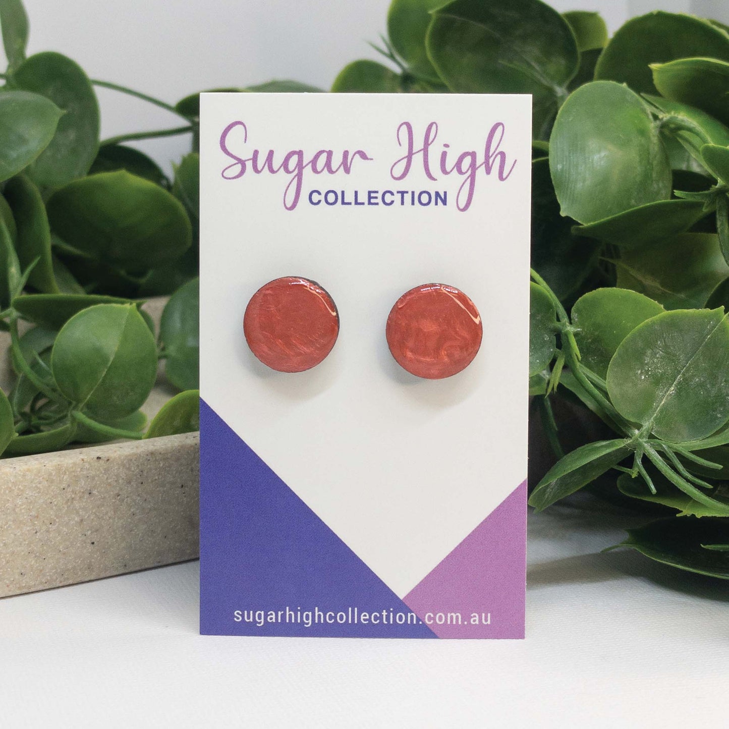 Peach | Wooden Stud Earrings