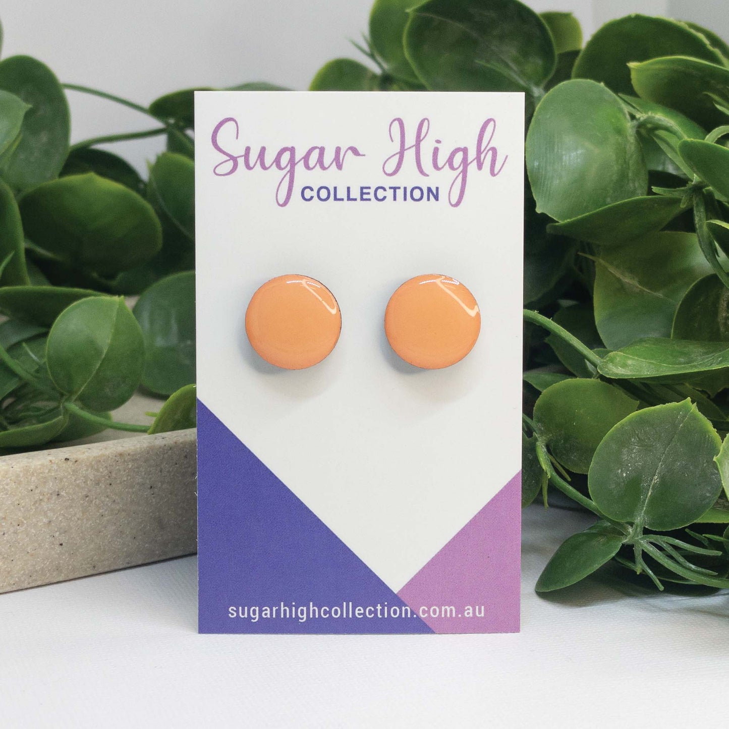 Peachy Dreams | Wooden Stud Earrings