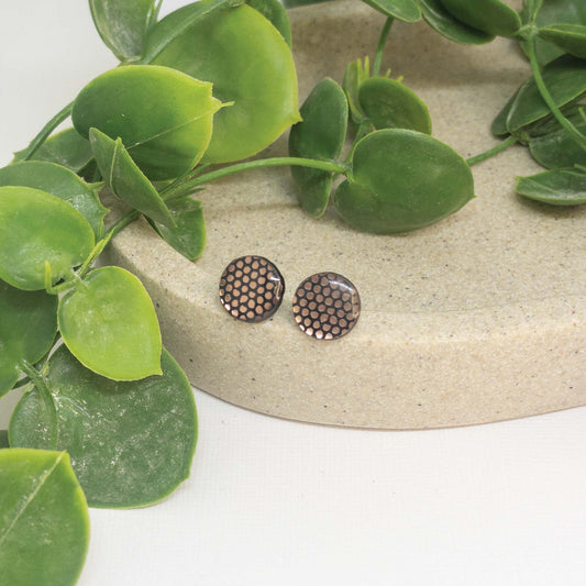 Honeycomb | Rose Gold Acrylic Stud Earrings