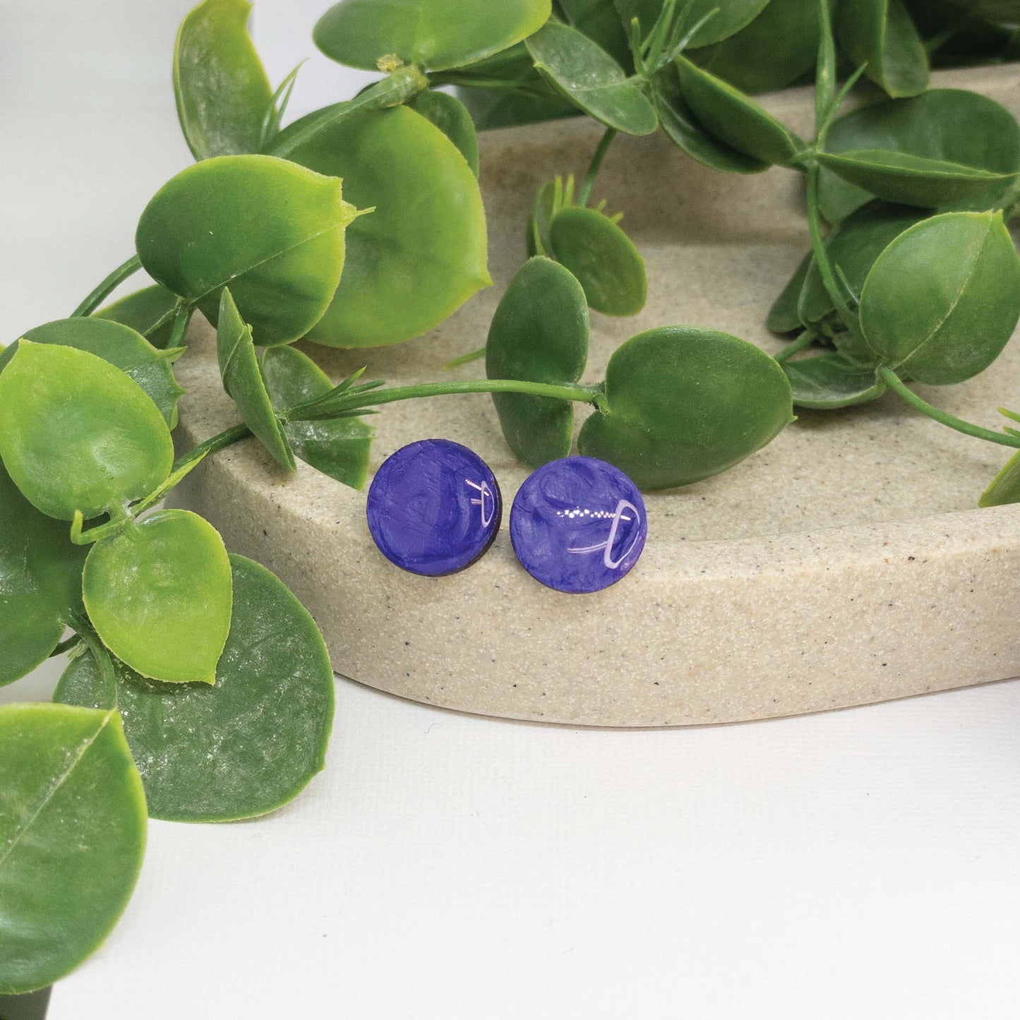 Purple Paradise | Wooden Stud Earrings