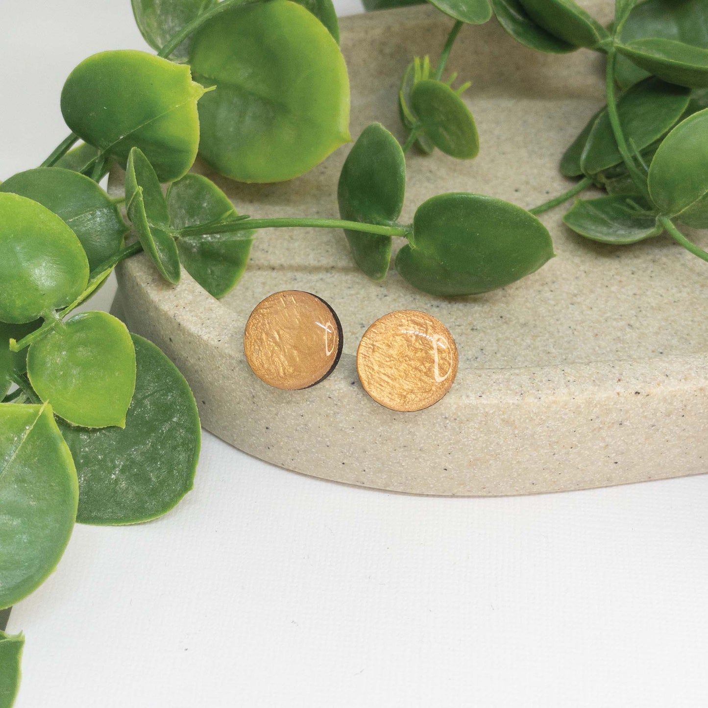 Rose Gold Sunset | Wooden Stud Earrings