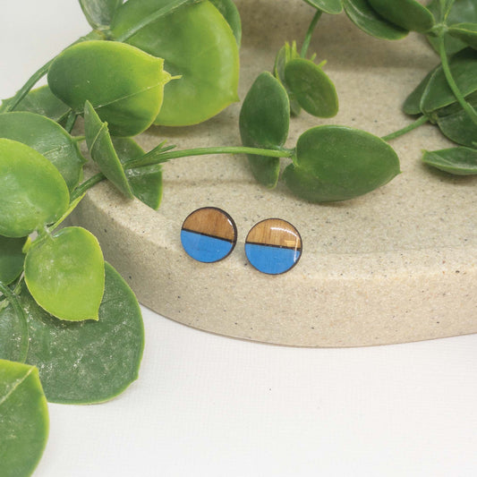 Sky Blue | Wooden Stud Earrings