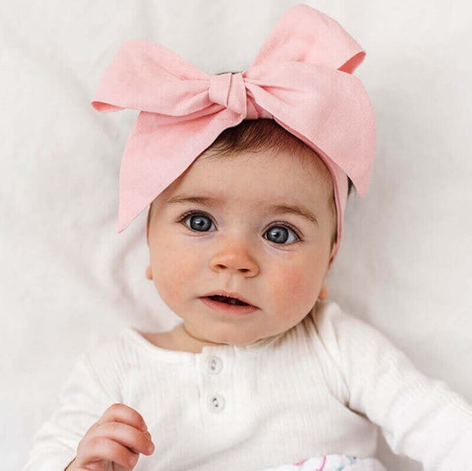 Baby Pink | Linen Bow Headband Wrap