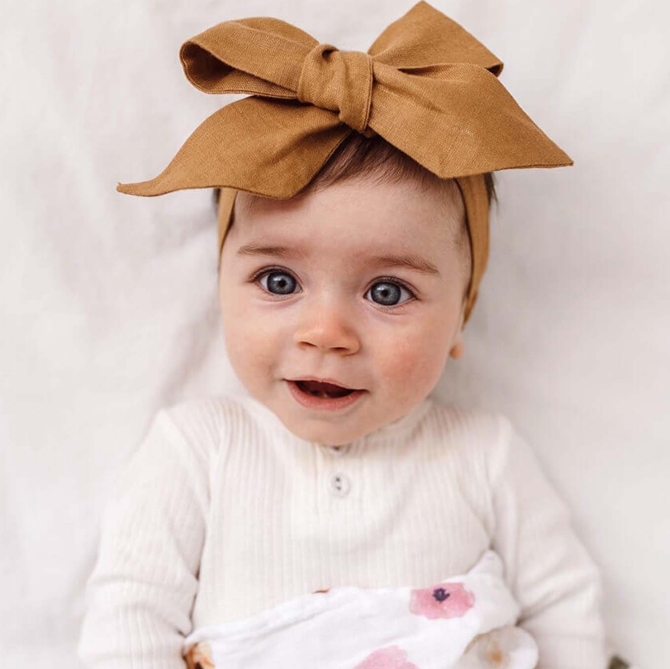 Mustard | Linen Bow Headband Wrap