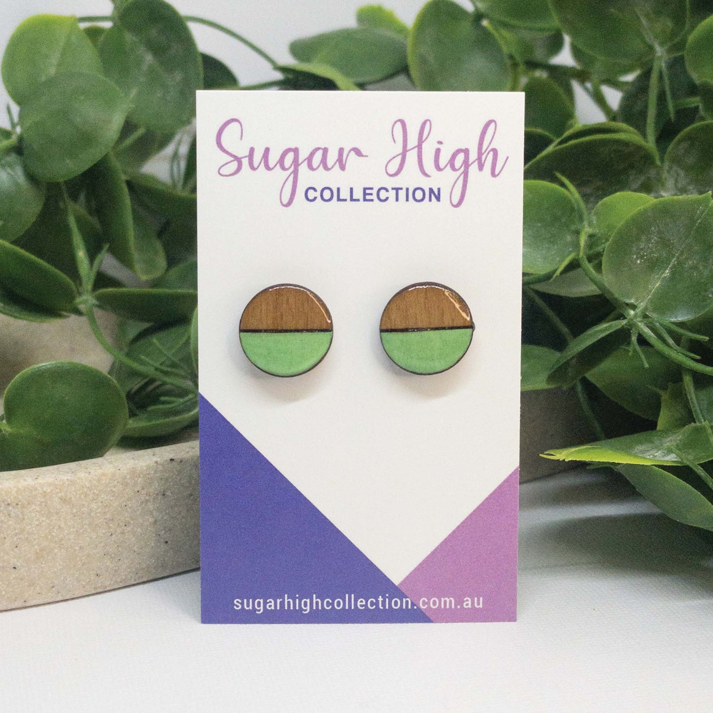 Spearmint | Wooden Stud Earrings