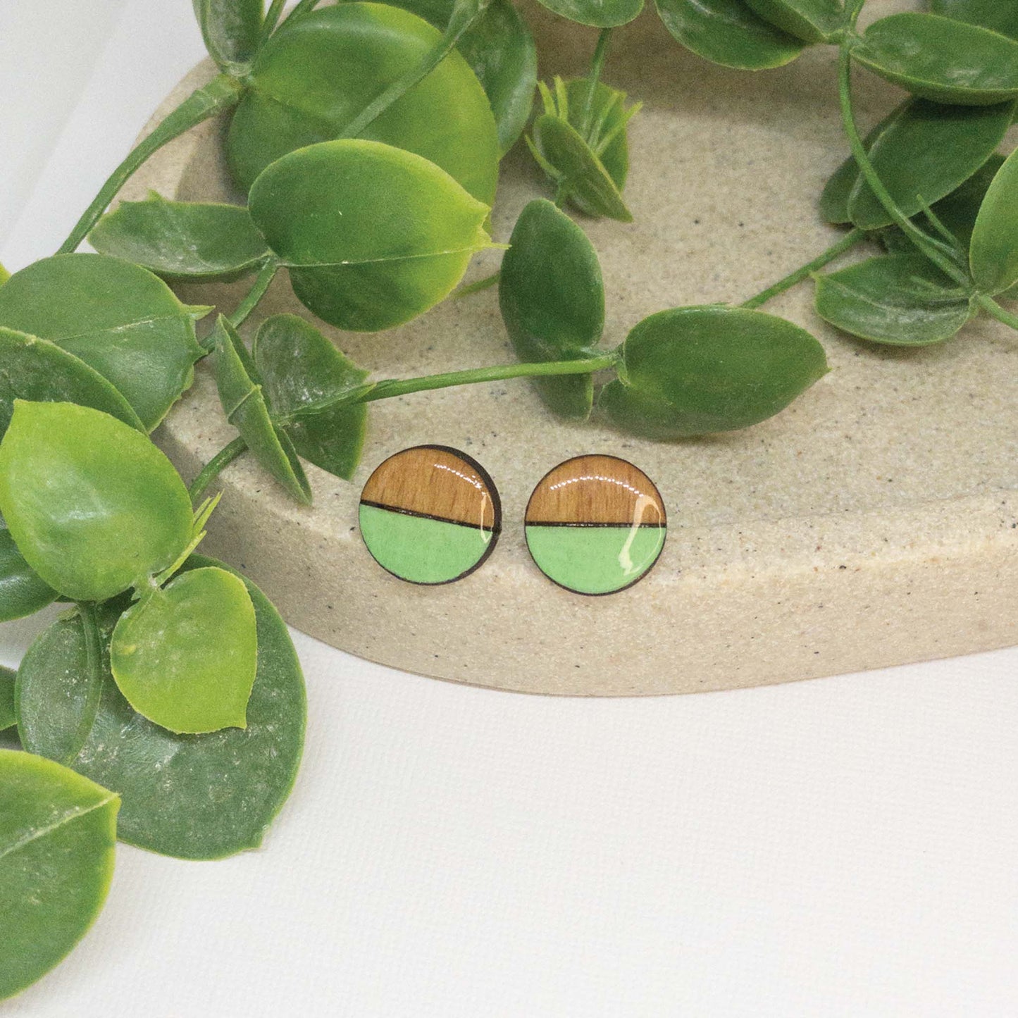 Spearmint | Wooden Stud Earrings