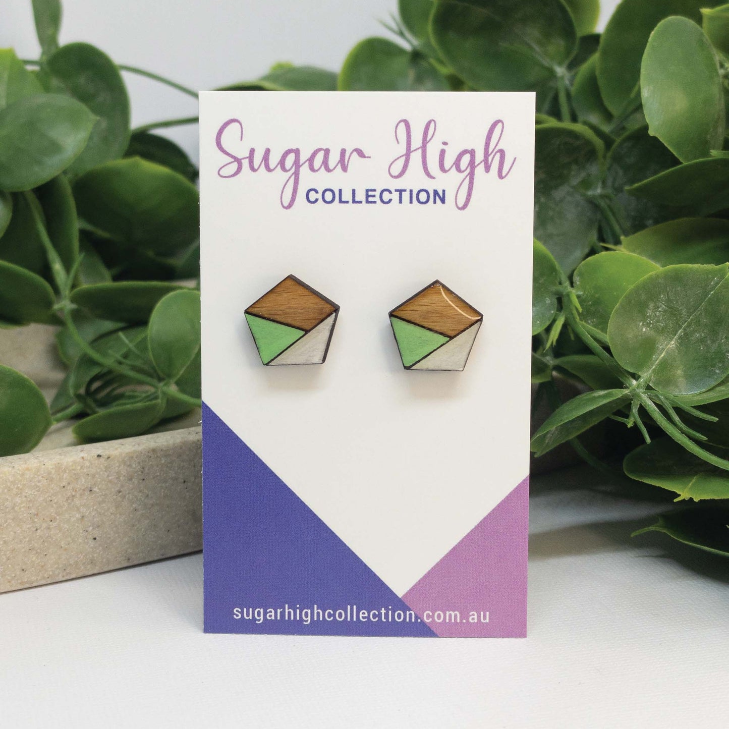 Spearmint | Wooden Stud Earrings