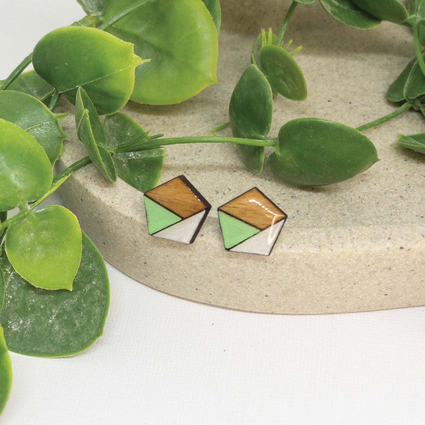Spearmint | Wooden Stud Earrings