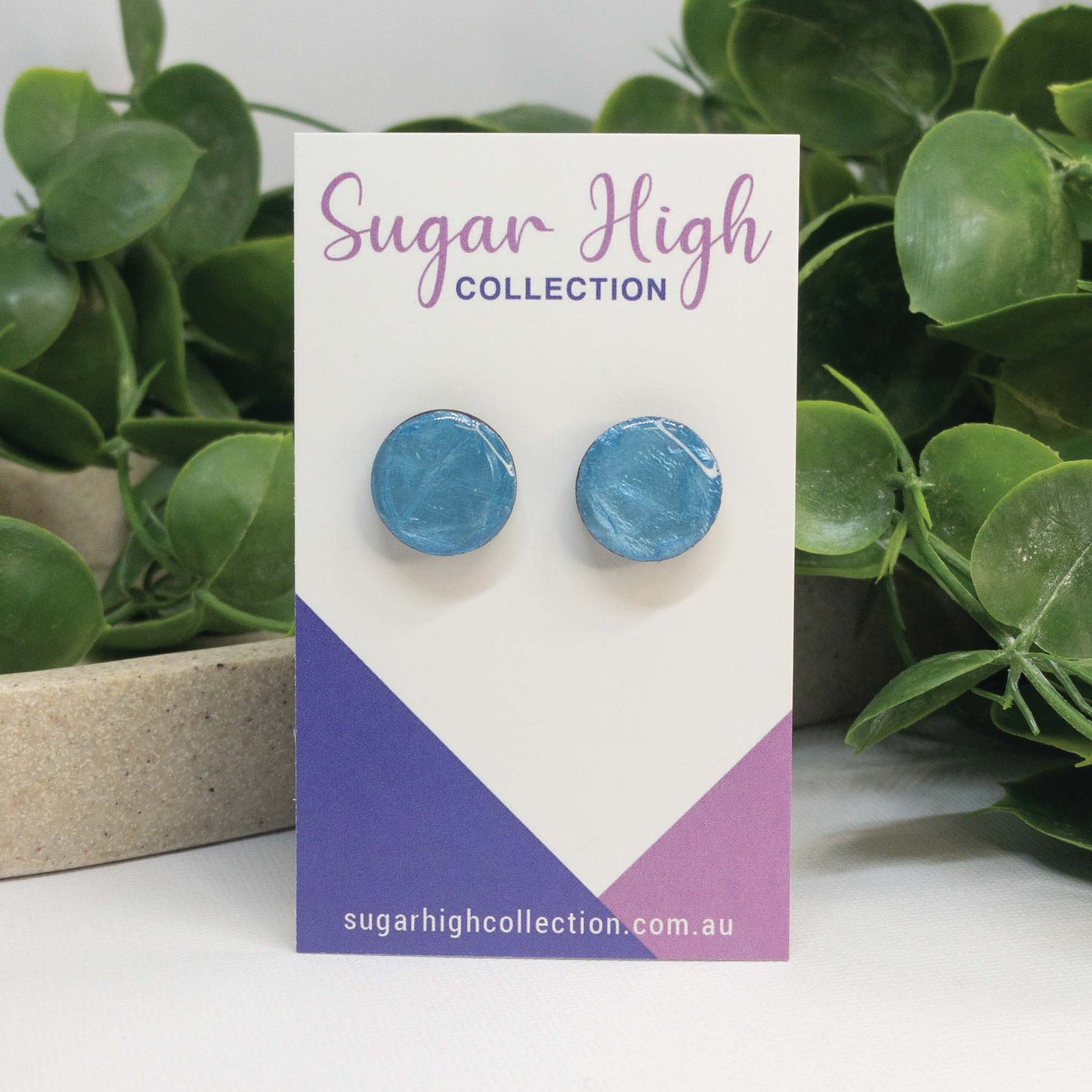 Summer Sky | Wooden Stud Earrings