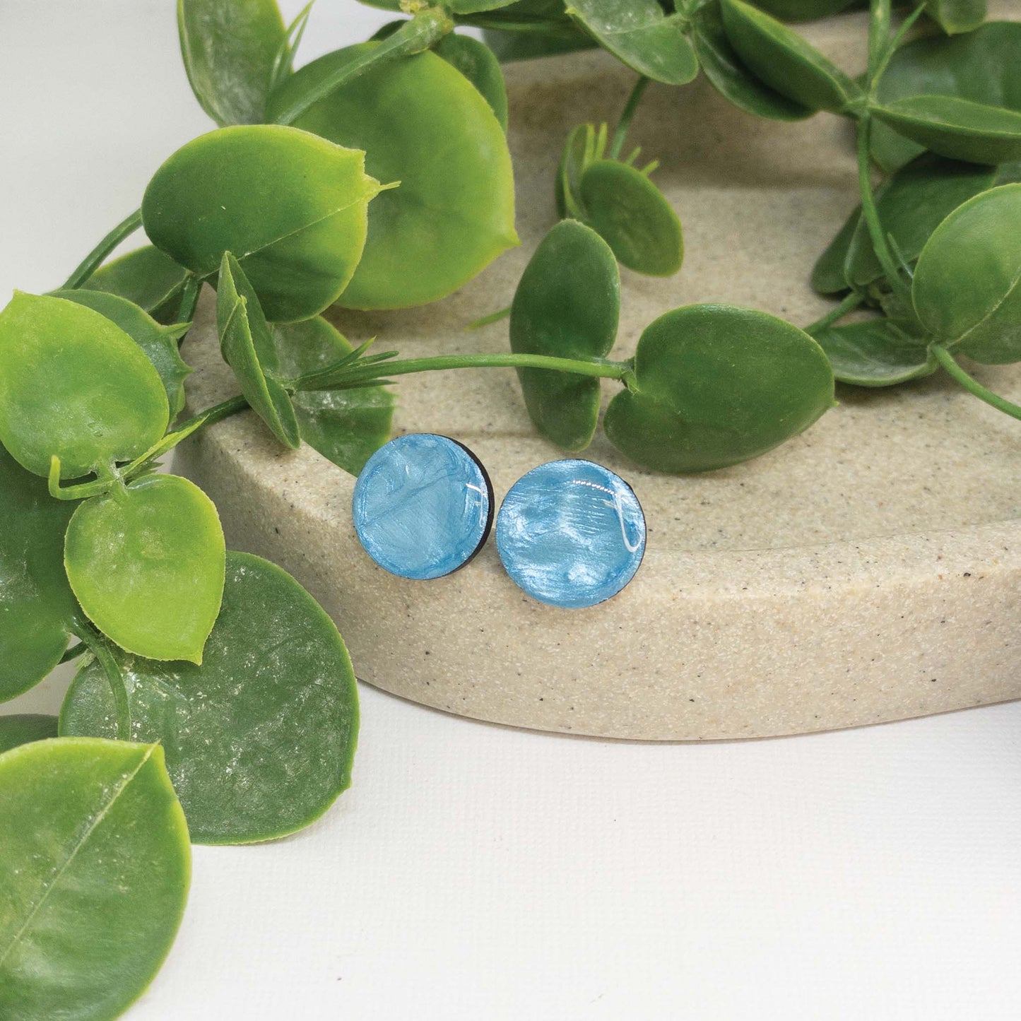 Summer Sky | Wooden Stud Earrings