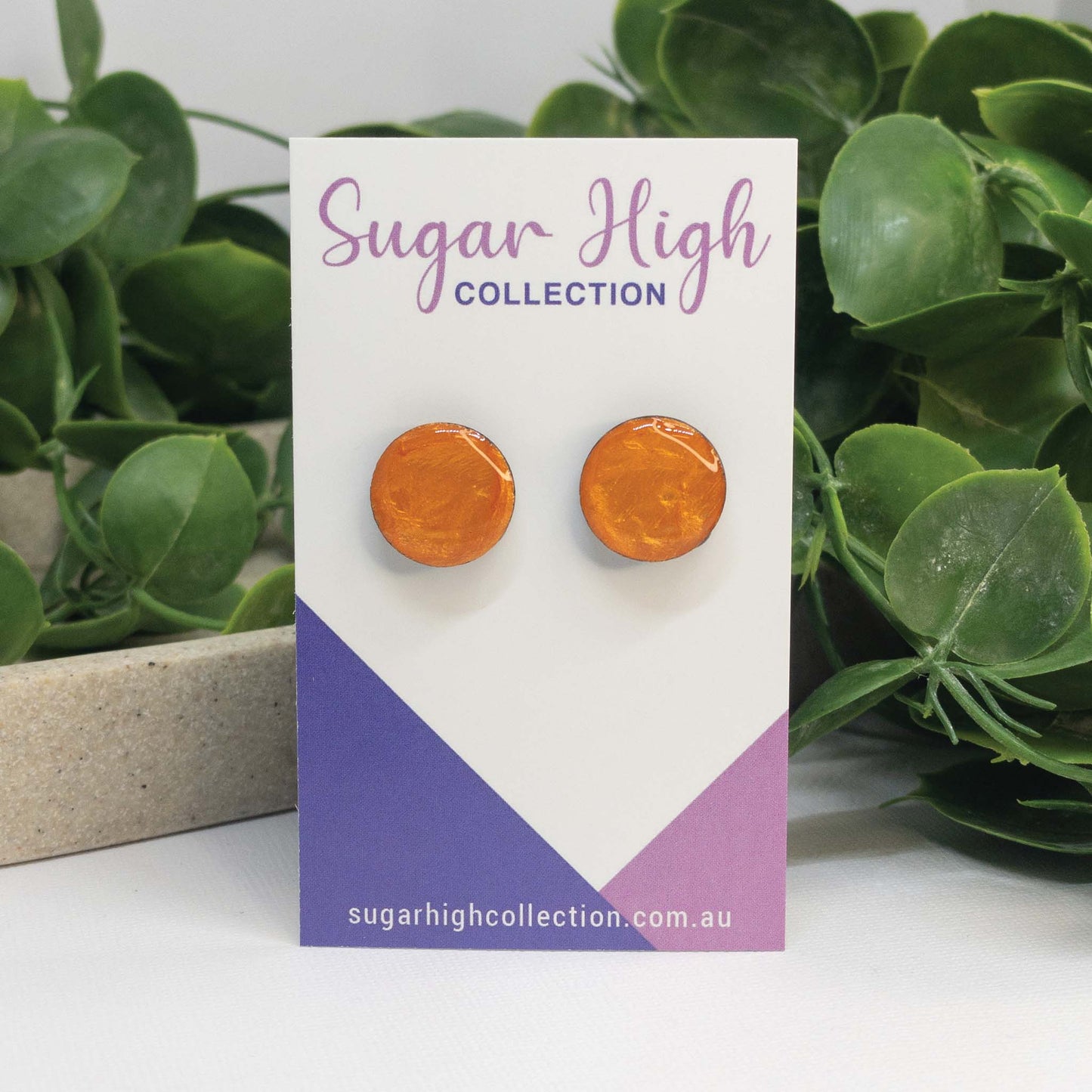 Tangerine Twist | Wooden Stud Earrings