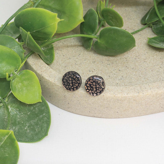 Tiny Leopard | Rose Gold Acrylic Stud Earrings