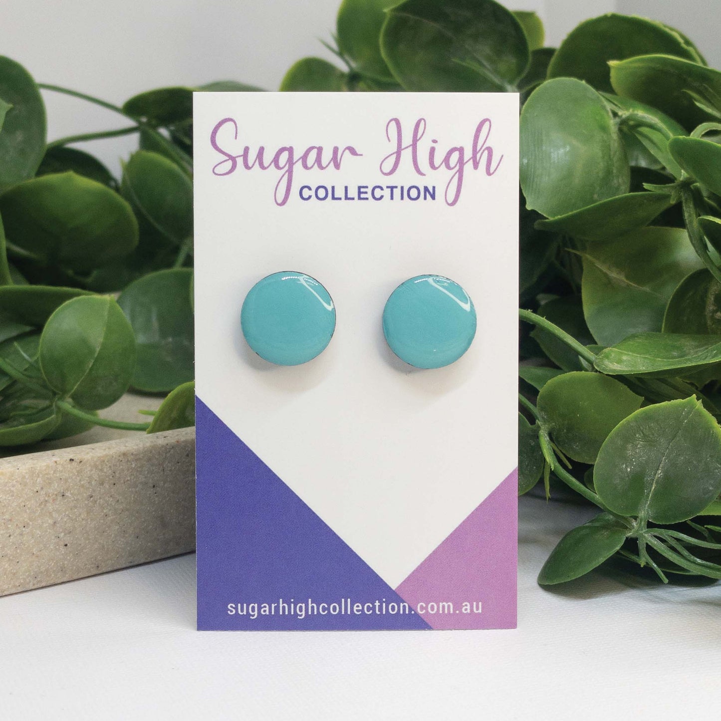 Turquoise Bay | Wooden Stud Earrings
