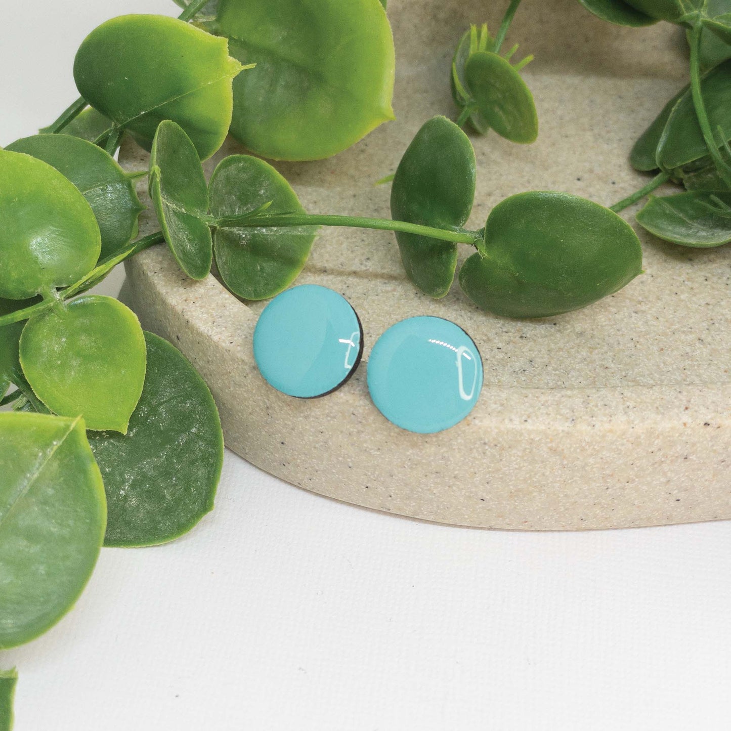 Turquoise Bay | Wooden Stud Earrings