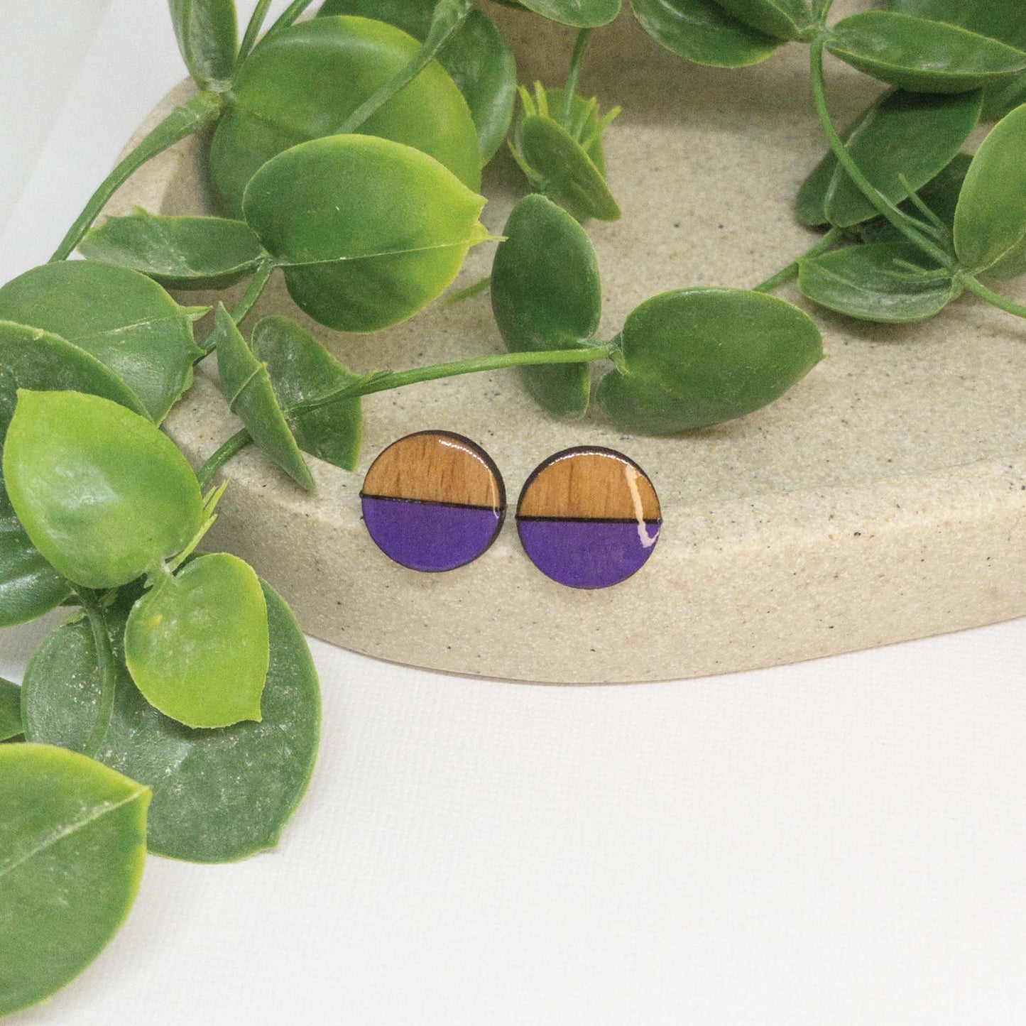 Violet | Wooden Stud Earrings