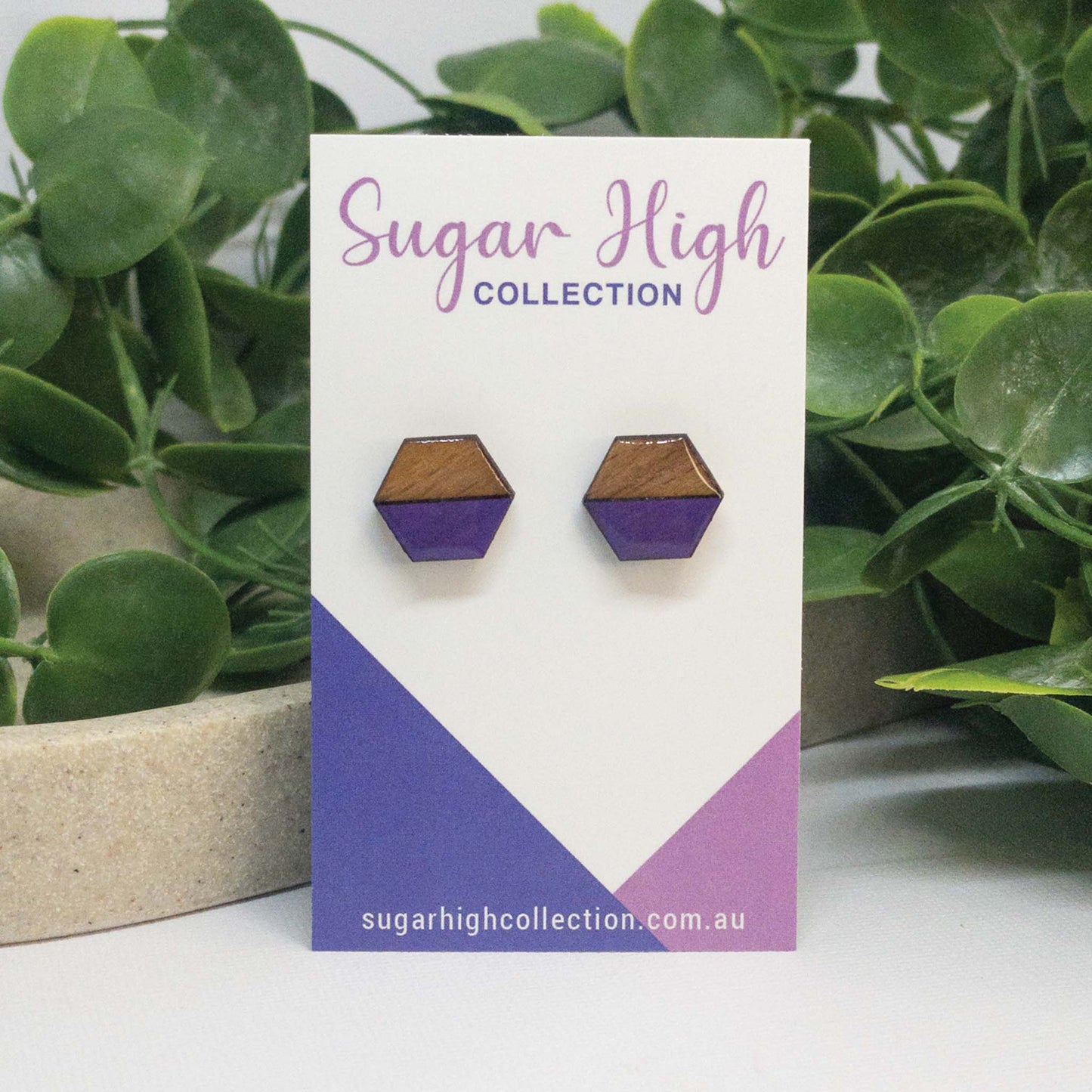 Violet | Wooden Stud Earrings