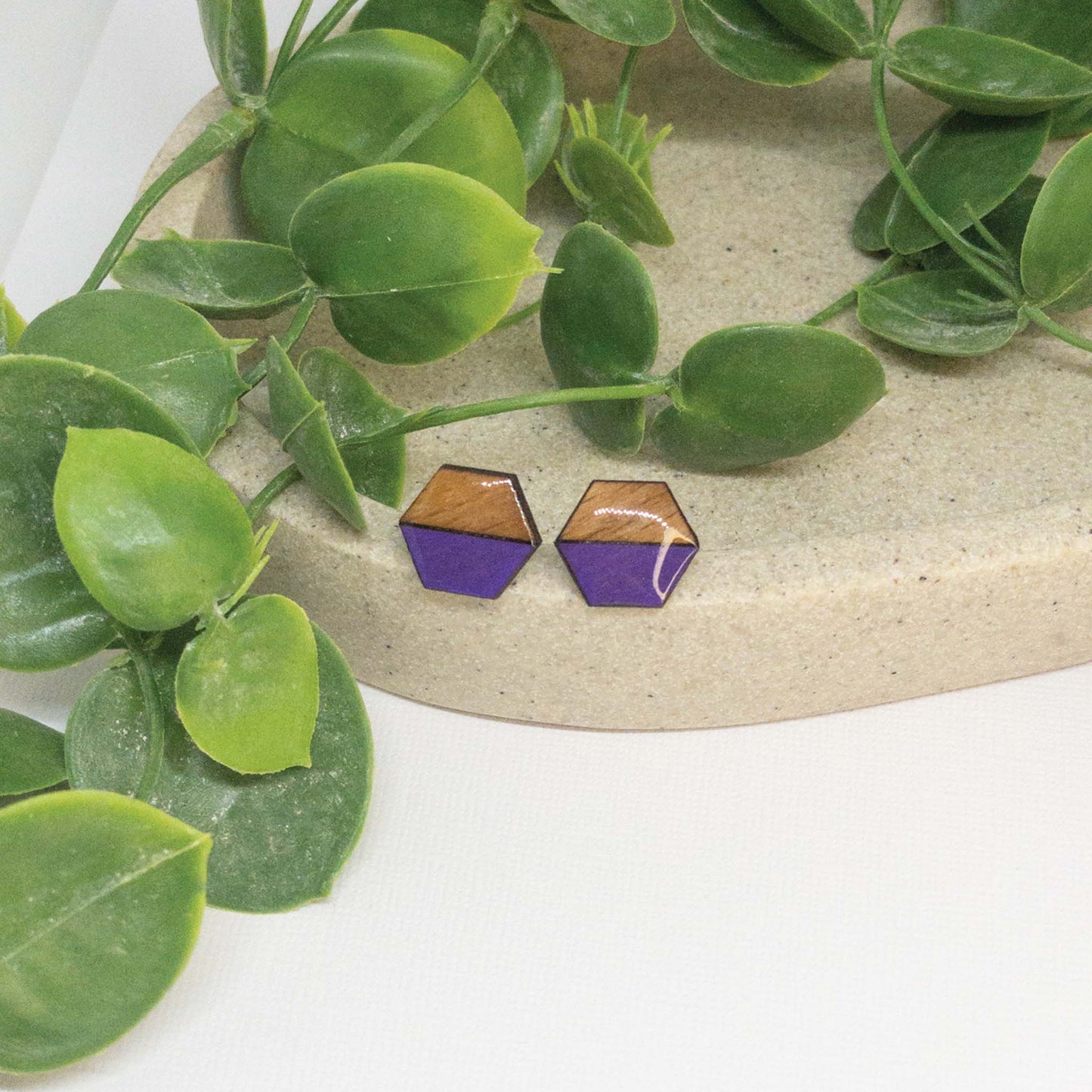 Violet | Wooden Stud Earrings