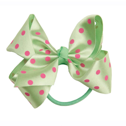 Green Polka Dot | Zali Girl Hair Bow - Medium