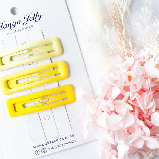 Yellow | Large Pastel Coated Bar Clips