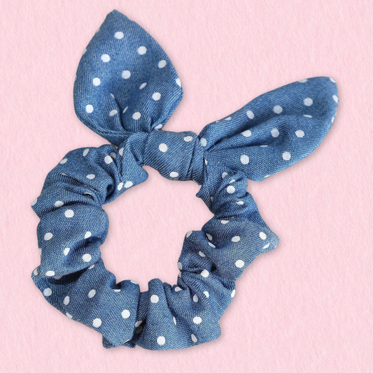 Denim Polka Dot | Bow Scrunchie