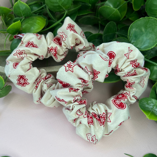 Beige & Red | Christmas Scrunchie