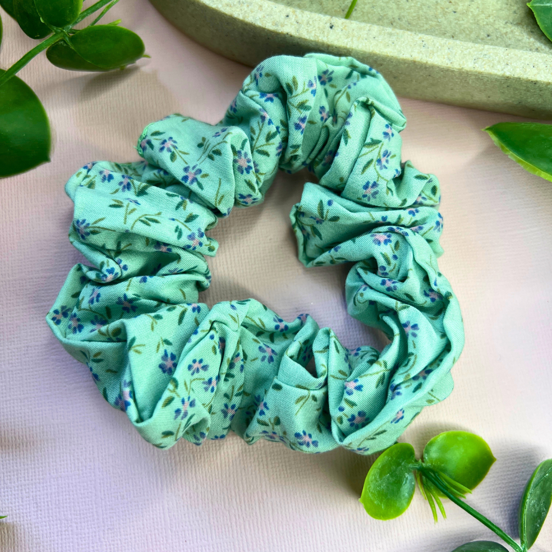 Green Flower | Floral Scrunchie