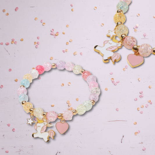 Heart & Unicorn Charm | Beaded Bracelet