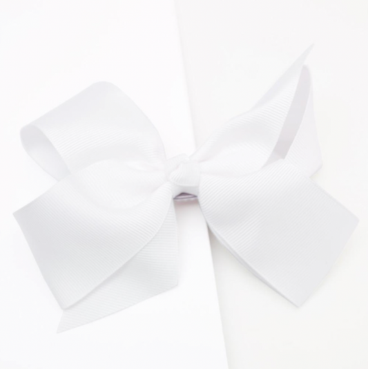 White | Small Grosgrain Pink Bow